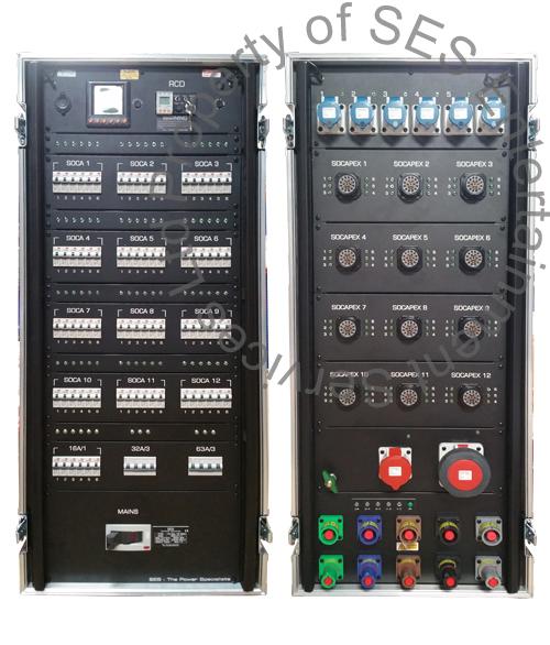 400A/3 in - 1 x 63A/3, 1 x 32A/3, 6 x 16A/1, 12 x Soca 400A/3 in - 1 x 63A/3, 1 x 32A/3, 6 x 16A/1, 12 x Soca